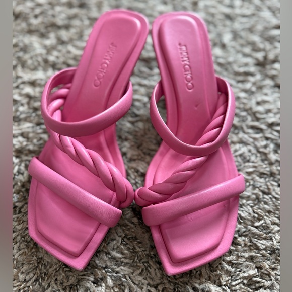 Jimmy Choo Shoes - New ✨ Jimmy Choo Leather Braided Heels Slides